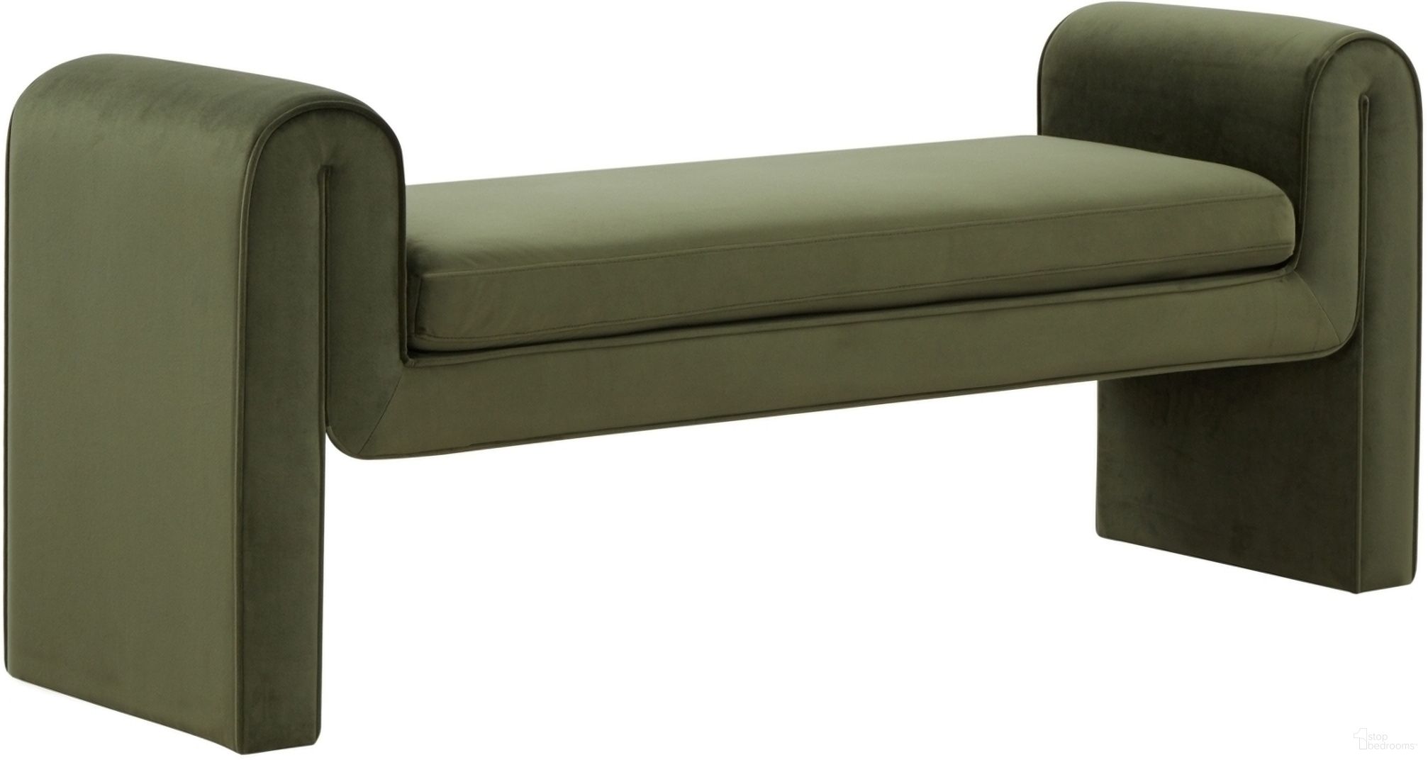 Garth Velvet Bench In Forest Green