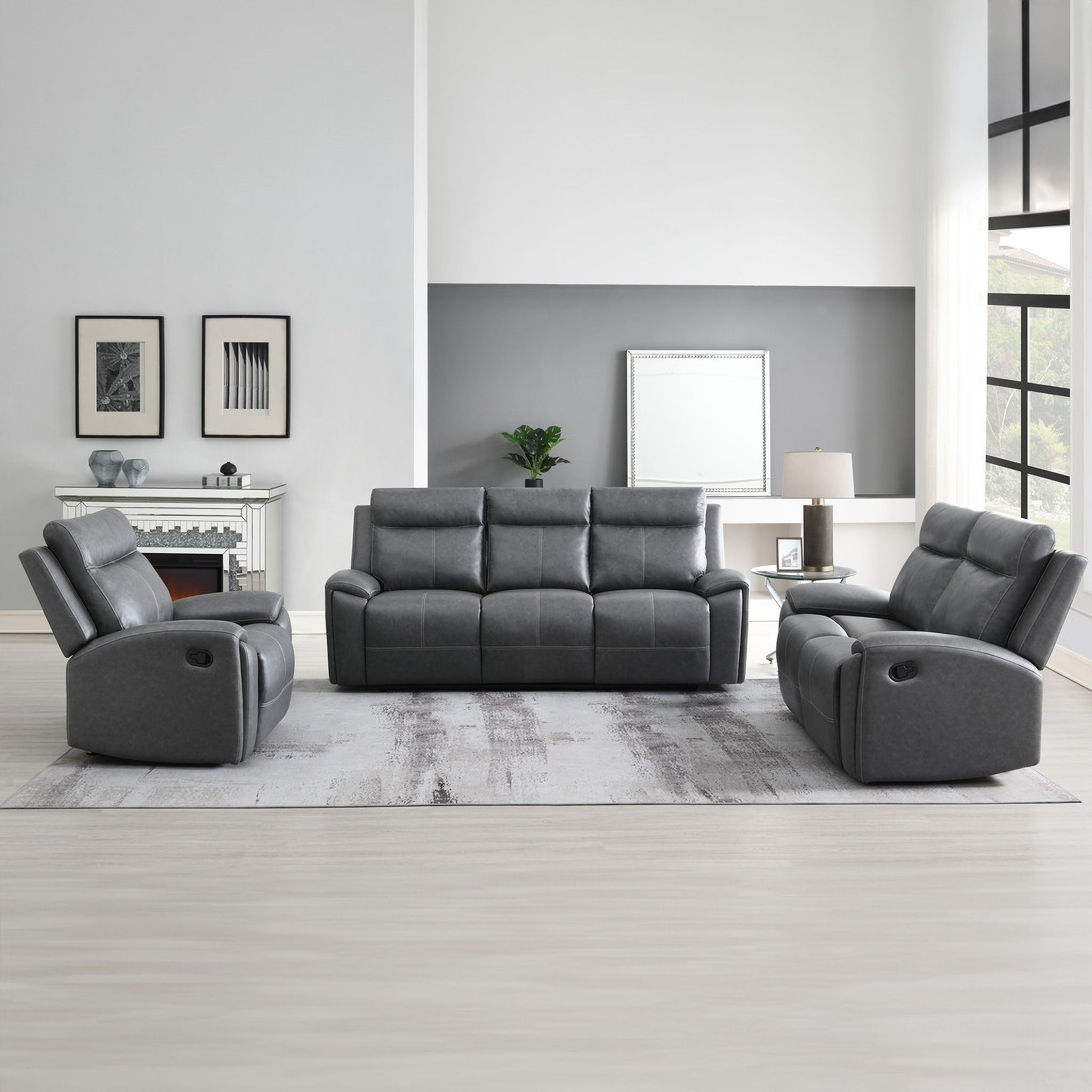 The appearance of Gaston Living Room Set In Gray designed by Steve Silver in the modern / contemporary interior design. This gray piece of furniture  was selected by 1StopBedrooms from Gaston Collection to add a touch of cosiness and style into your home. Sku: GAS800GS;GAS800GL. Material: Plywood.