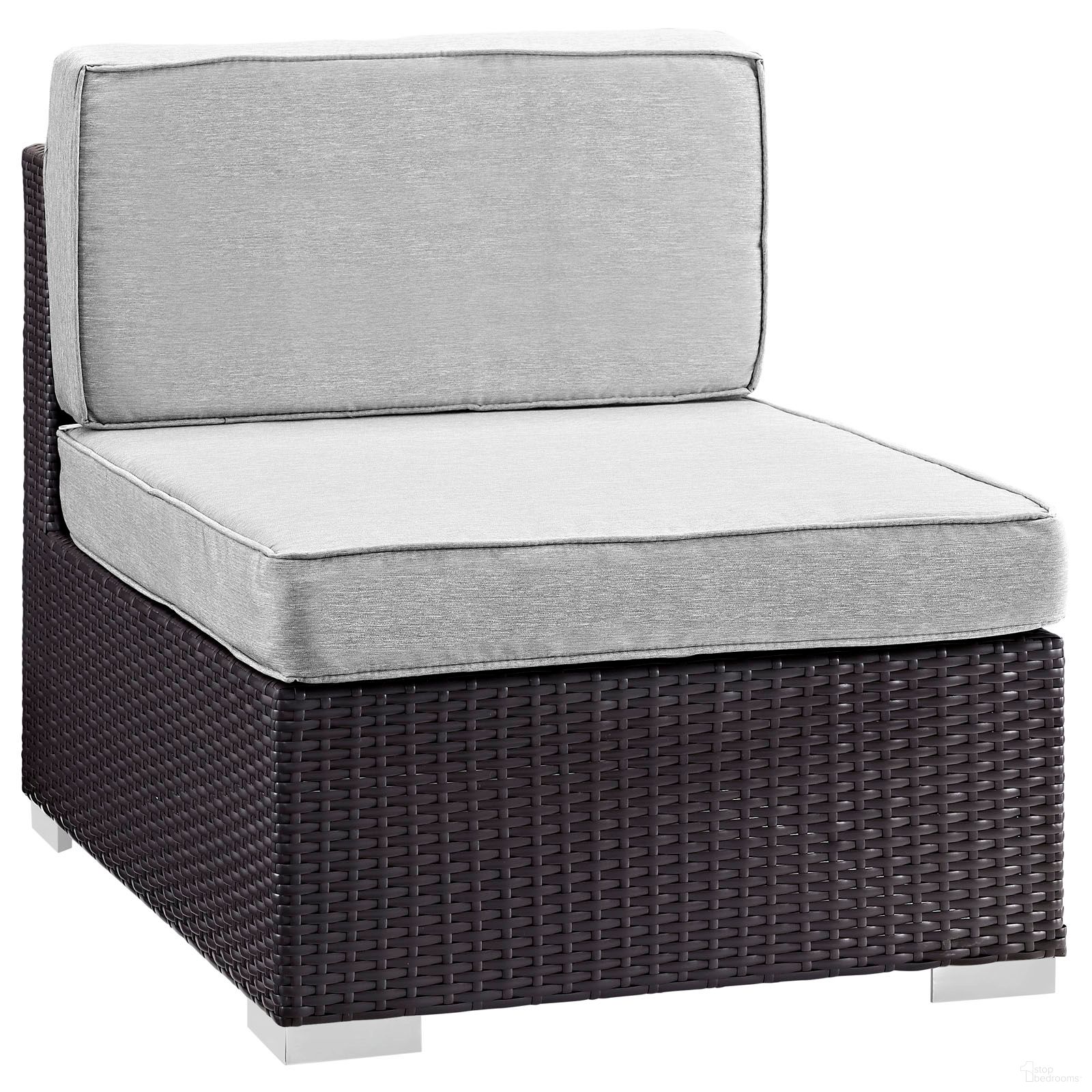 The appearance of Gather Armless Outdoor Patio Sectional In Espresso and Gray designed by Modway in the modern / contemporary interior design. This espresso and gray piece of furniture  was selected by 1StopBedrooms from Gather Collection to add a touch of cosiness and style into your home. Sku: EEI-1696-EXP-GRY. Material: Aluminum.
