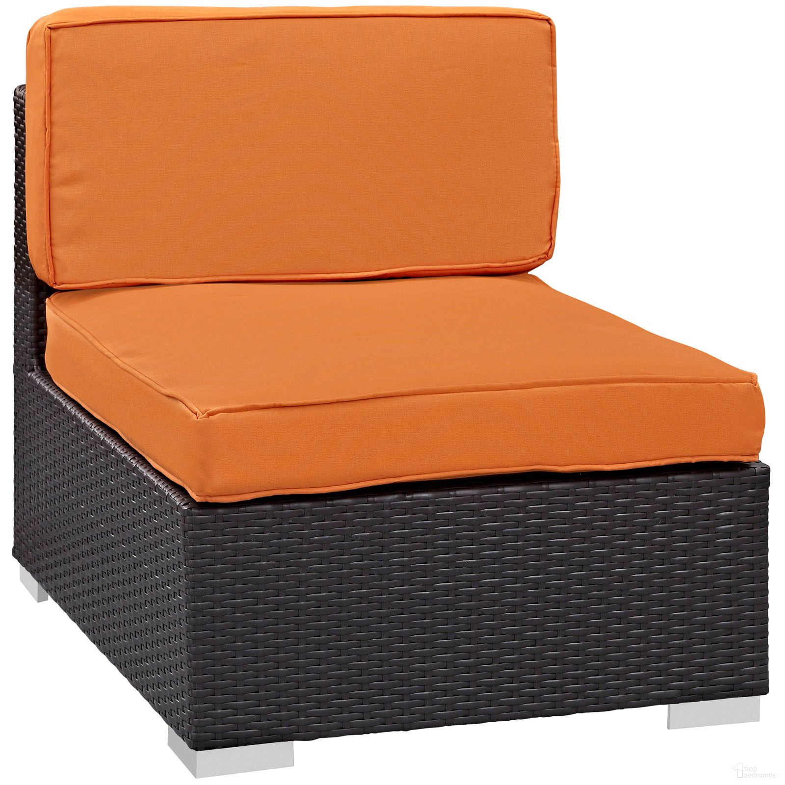 The appearance of Gather Armless Outdoor Patio Sectional In Espresso and Orange designed by Modway in the modern / contemporary interior design. This espresso/orange piece of furniture  was selected by 1StopBedrooms from Gather Collection to add a touch of cosiness and style into your home. Sku: EEI-1696-EXP-ORA. Material: Aluminum.