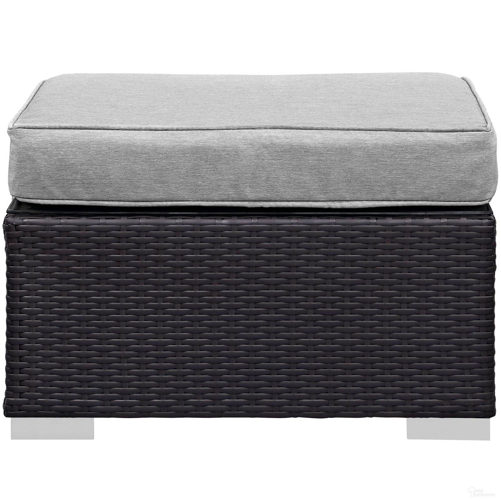 The appearance of Gather Outdoor Patio Ottoman In Espresso and Gray designed by Modway in the modern / contemporary interior design. This espresso and gray piece of furniture  was selected by 1StopBedrooms from Gather Collection to add a touch of cosiness and style into your home. Sku: EEI-1697-EXP-GRY. Material: Aluminum.