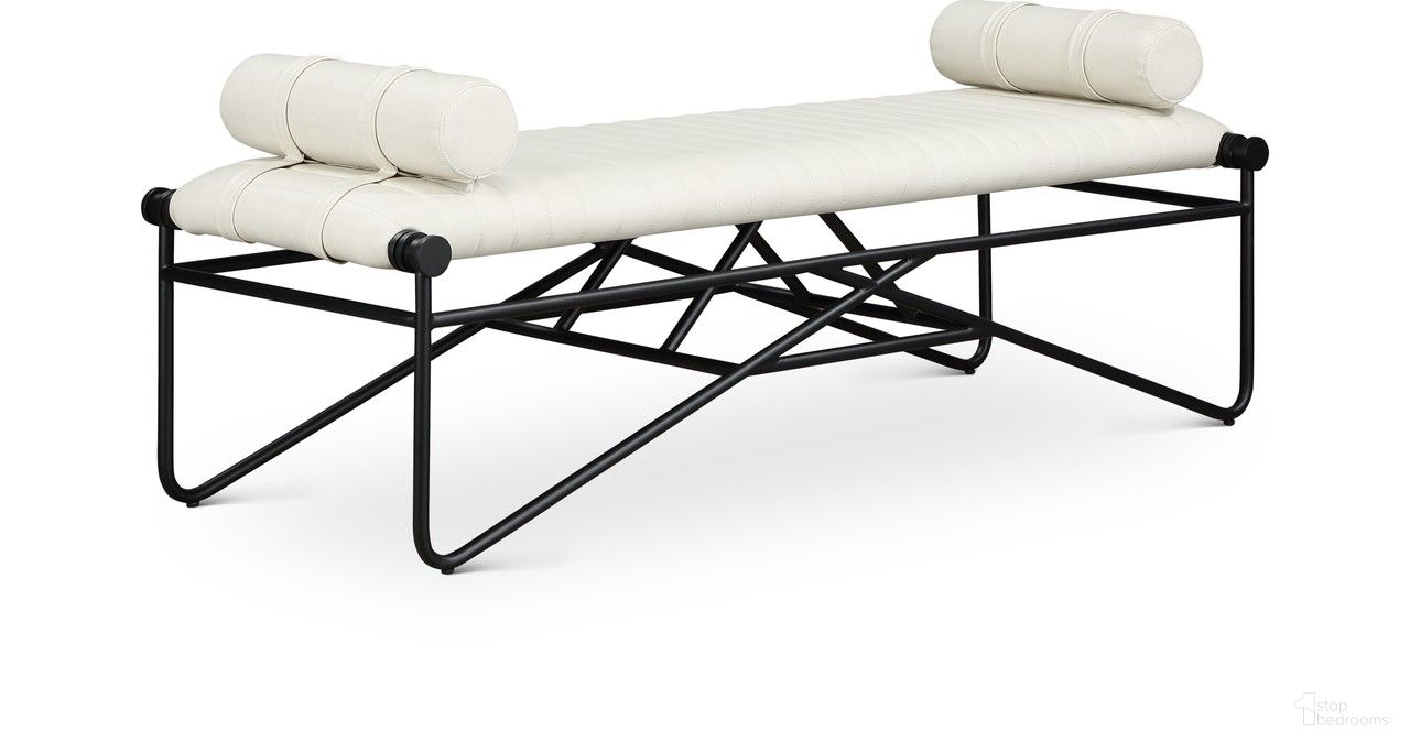 The appearance of Gatsby Vegan Leather Bench In Cream designed by Meridian in the modern / contemporary interior design. This cream piece of furniture  was selected by 1StopBedrooms from Gatsby Collection to add a touch of cosiness and style into your home. Sku: 22052Cream. Material: Iron.