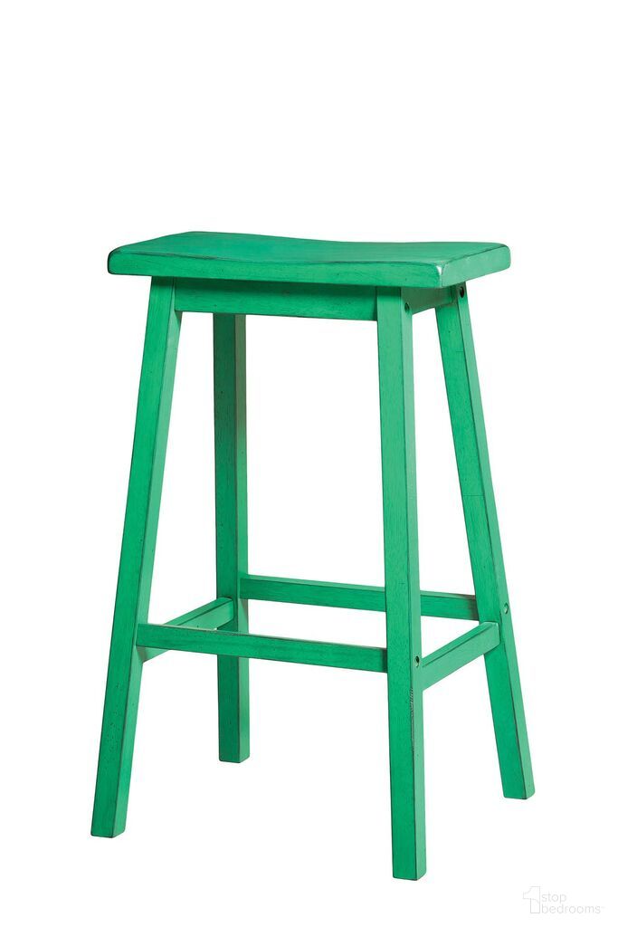 The appearance of Gaucho Antique Green Bar Stool Set of 2 designed by ACME in the transitional interior design. This green piece of furniture was selected by 1StopBedrooms from Gaucho Collection to add a touch of cosiness and style into your home. Sku: 96652. Material: Wood.