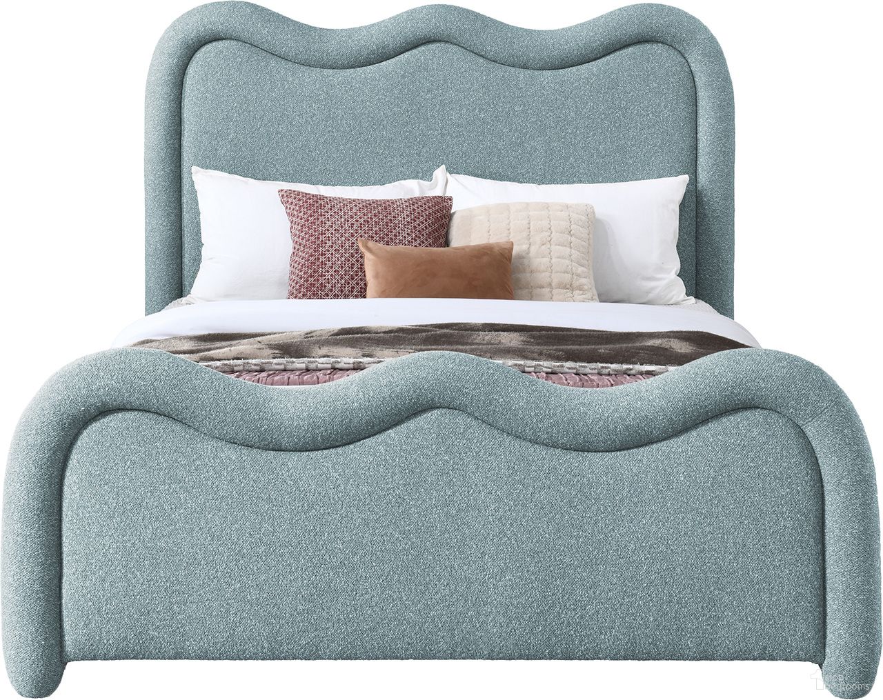 Gavin Chenille Fabric King Bed In Blue
