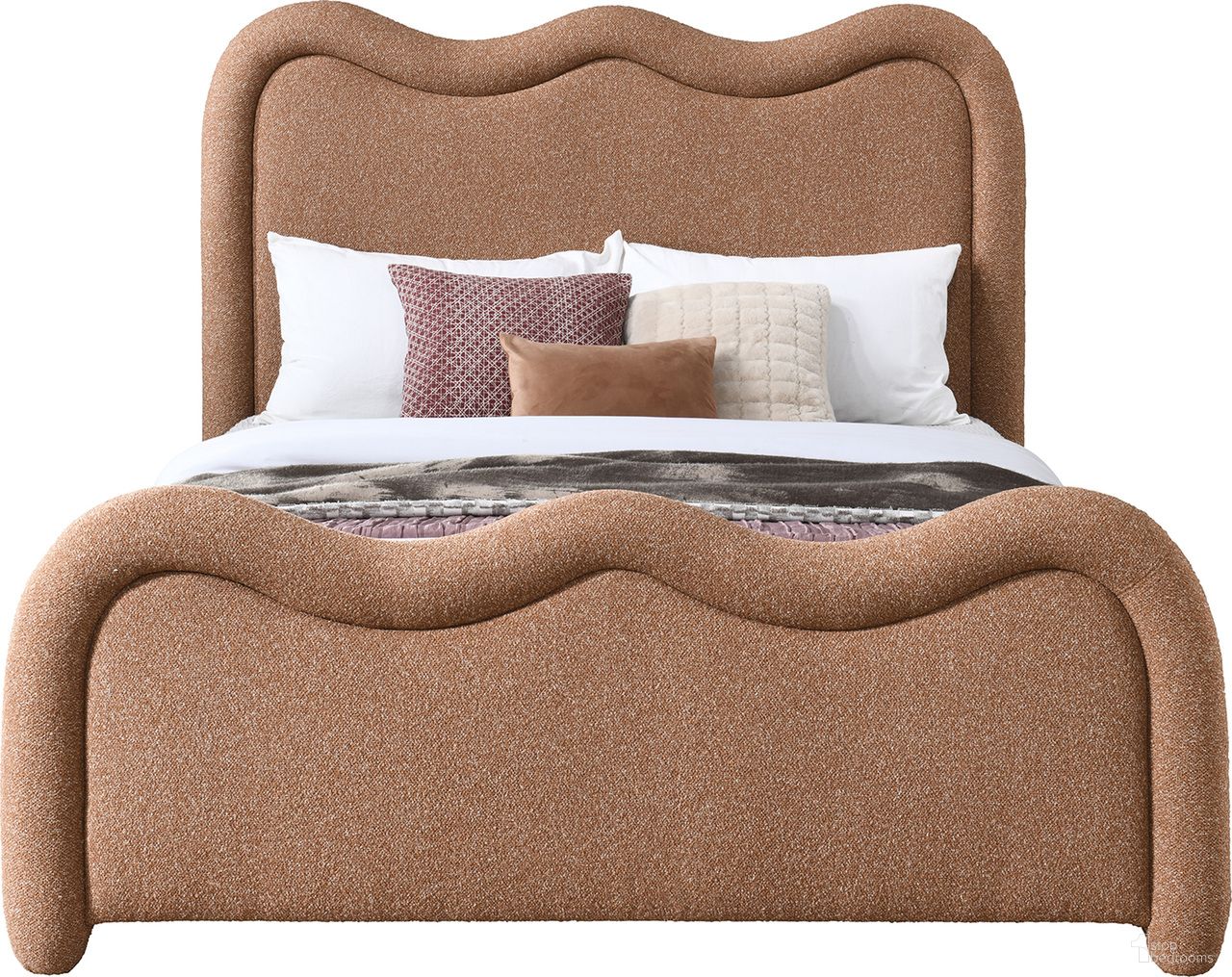 Gavin Chenille Fabric King Bed In Cognac