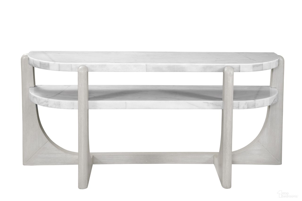 The appearance of Gavin Console In White designed by Bassett Mirror Company in the modern / contemporary interior design. This white piece of furniture  was selected by 1StopBedrooms from Gavin Collection to add a touch of cosiness and style into your home. Sku: 1250-LR-400. Material: Rubberwood.
