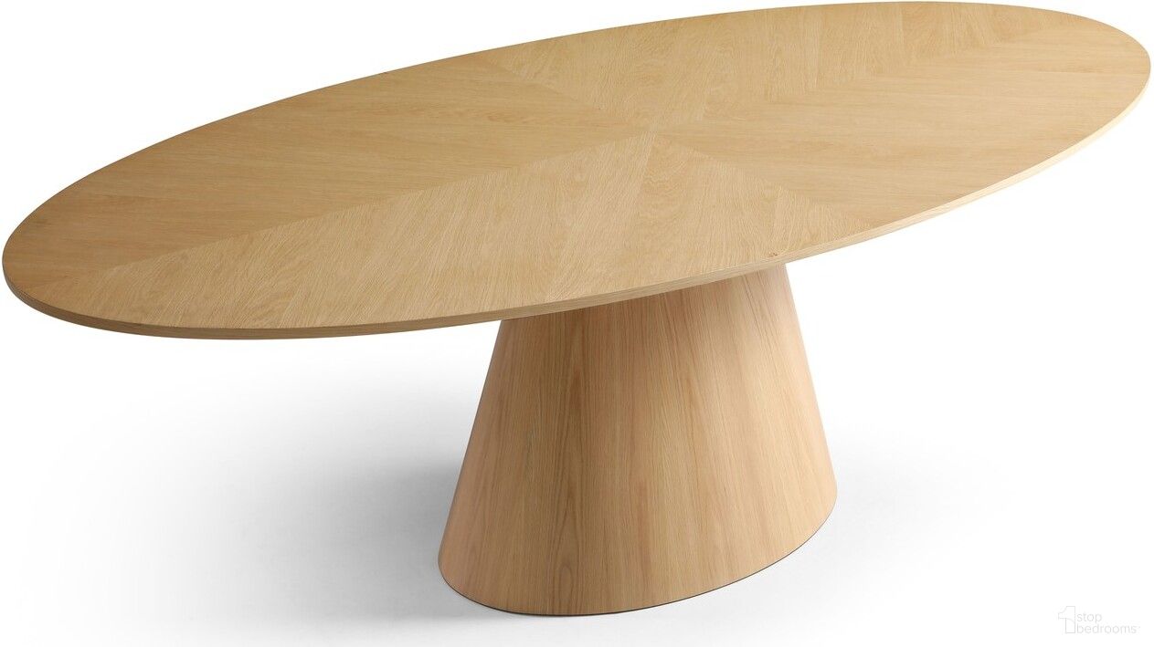 The appearance of Gavin Dining Table In White Oak designed by Meridian in the transitional interior design. This natural oak piece of furniture  was selected by 1StopBedrooms from Gavin Collection to add a touch of cosiness and style into your home. Sku: 847-T Box 1/2 (Table Top);847-T Box 2/2 (Table Base). Table Base Style: Pedestal. Table Top Shape: Round. Material: Wood. Size: 90".