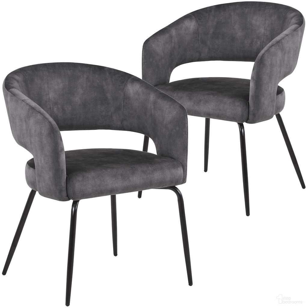 Gavin Series Modern Chair Set of 2 In Black Frame and Charcoal