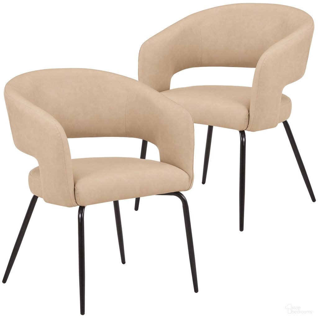 Gavin Series Modern Chair Set of 2 In Black Frame and Light Taupe