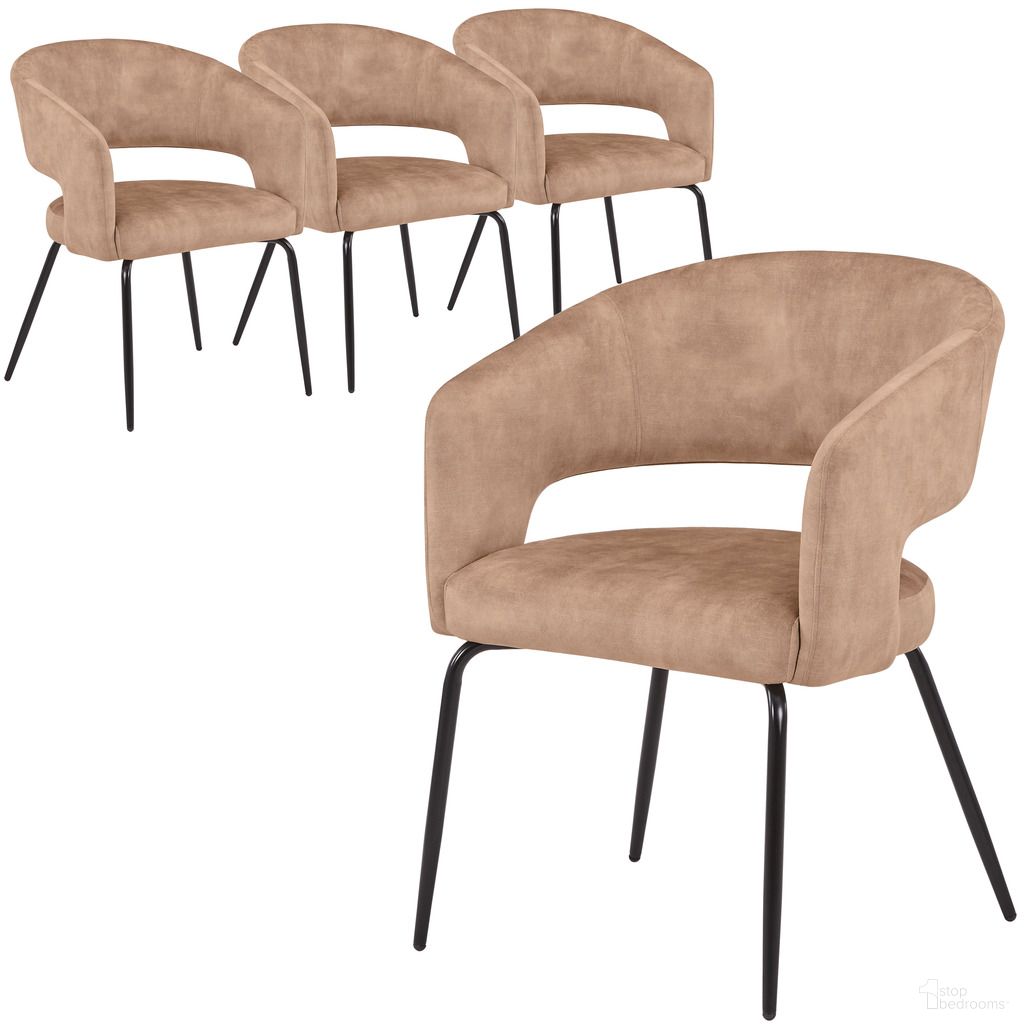 The appearance of Gavin Series Modern Chair Set of 4 In Black Frame and Light Brown designed by LeisureMod in the modern / contemporary interior design. This light brown piece of furniture was selected by 1StopBedrooms from Gavin Collection to add a touch of cosiness and style into your home. Sku: GDC52LBR4. Material: Velvet. Chair Type: Arm Chair.