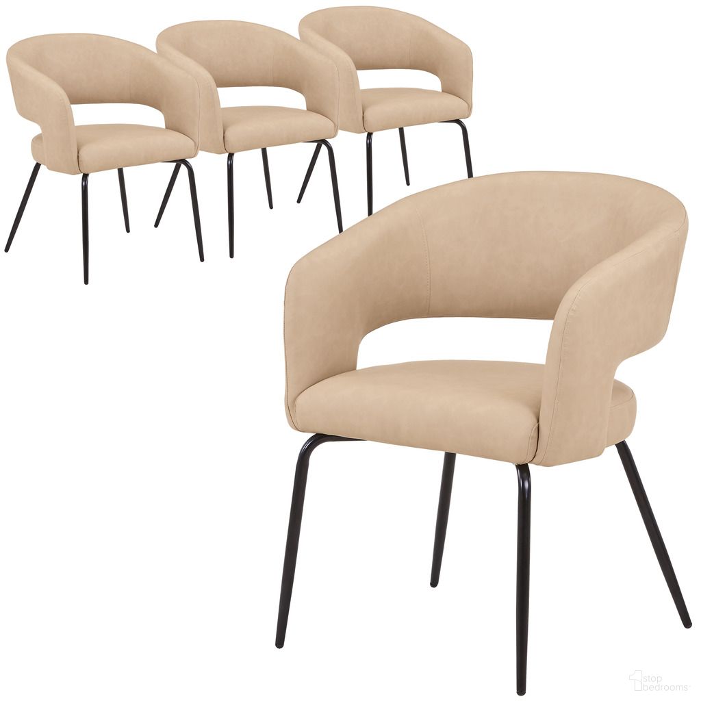 Gavin Series Modern Chair Set of 4 In Black Frame and Light Taupe