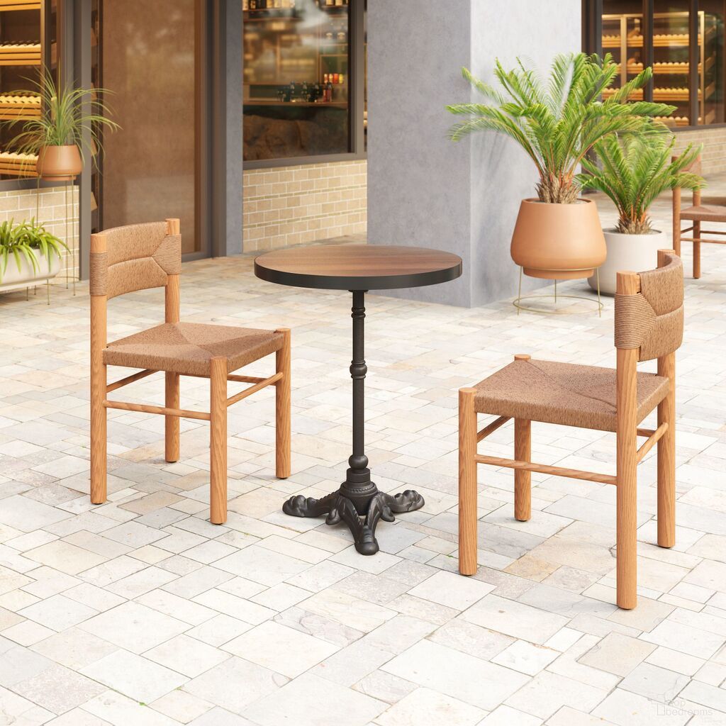 The appearance of Gazebo Outdoor Dining Room Set In Walnut and Natural designed by Zuo Modern in the modern / contemporary interior design. This walnut and natural piece of furniture  was selected by 1StopBedrooms from Gazebo Collection to add a touch of cosiness and style into your home. Sku: 704053;704050. Table Base Style: Pedestal. Table Top Shape: Round. Material: MDF.