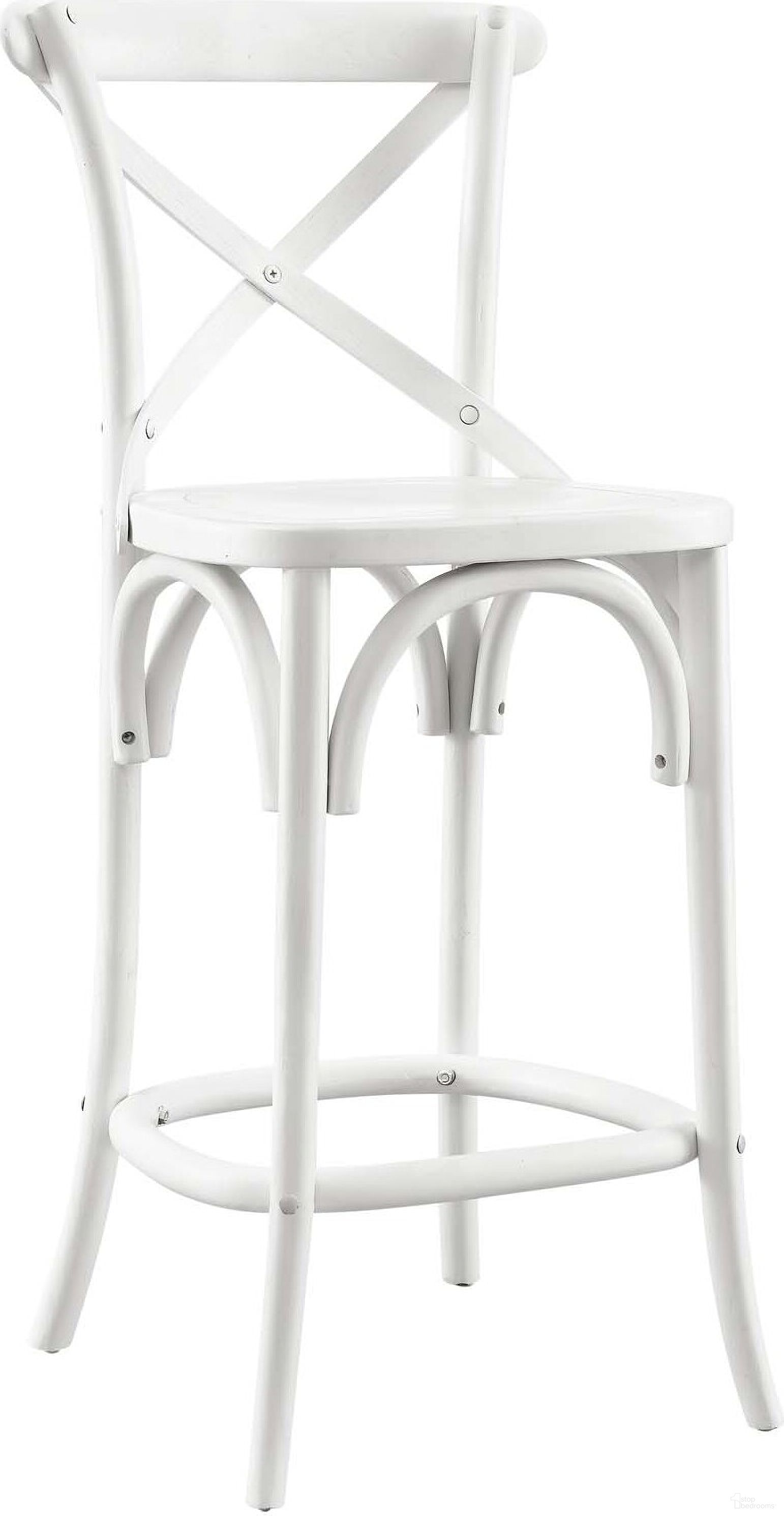 The appearance of Gear White Counter Stool designed by Modway in the modern / contemporary interior design. This white piece of furniture  was selected by 1StopBedrooms from Gear Collection to add a touch of cosiness and style into your home. Sku: EEI-5562-WHI. Material: Wood.