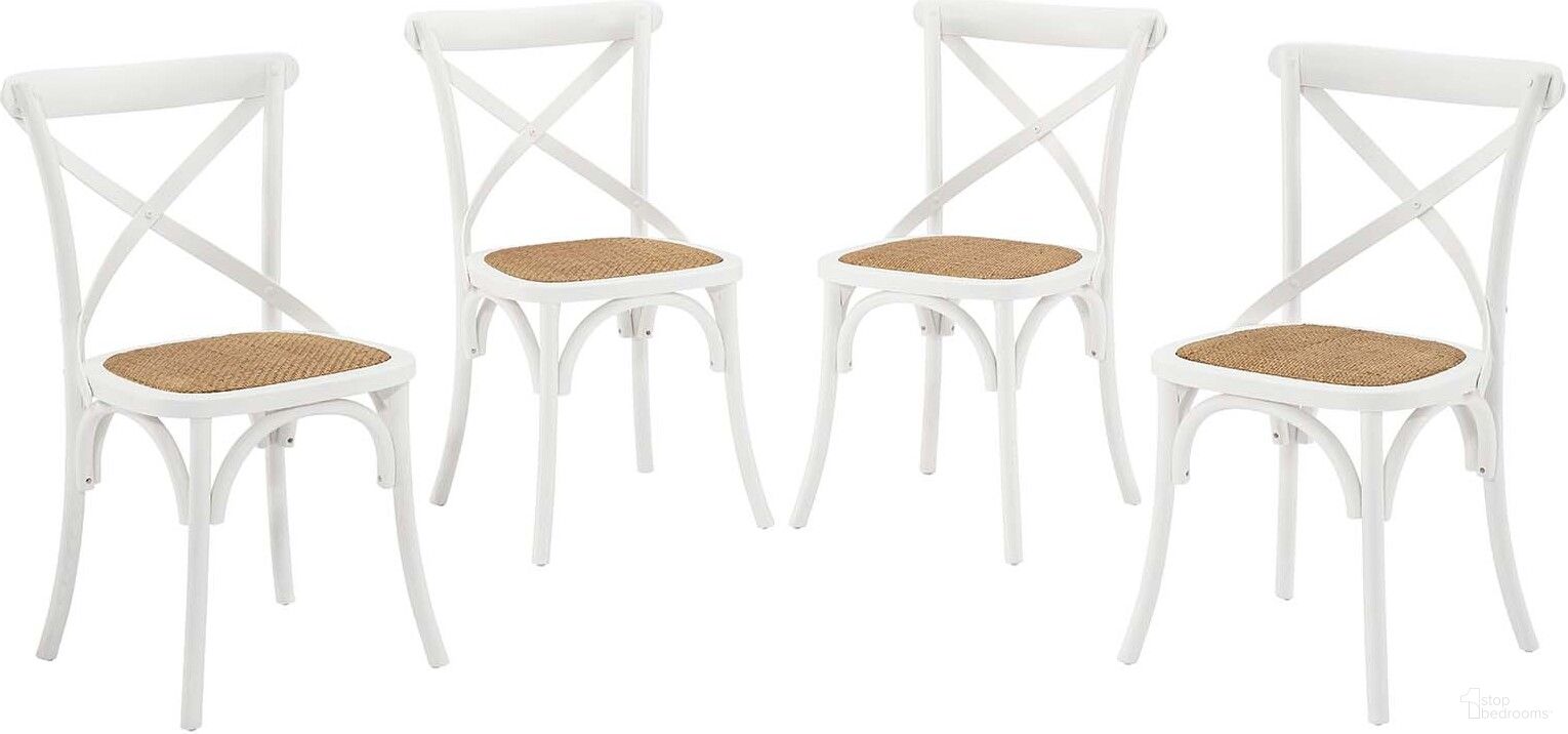 The appearance of Gear White Dining Side Chair Set of 4 designed by Modway in the modern / contemporary interior design. This white piece of furniture  was selected by 1StopBedrooms from Gear Collection to add a touch of cosiness and style into your home. Sku: EEI-1541-WHI;EEI-1541-WHI;EEI-1541-WHI;EEI-1541-WHI. Material: Wood. Chair Type: Side Chair.
