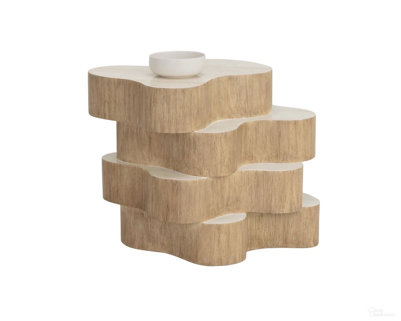 Geddes Travertine Look Side Table In Cream