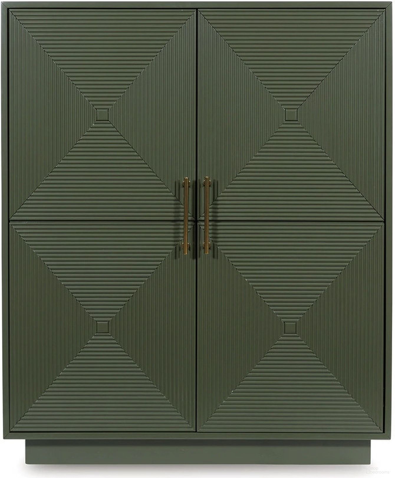 The appearance of Geirwood Accent Cabinet In Dark Green designed by Signature Design by Ashley in the modern / contemporary interior design. This dark green piece of furniture was selected by 1StopBedrooms from Geirwood Collection to add a touch of cosiness and style into your home. Sku: A4000676. Material: Wood.