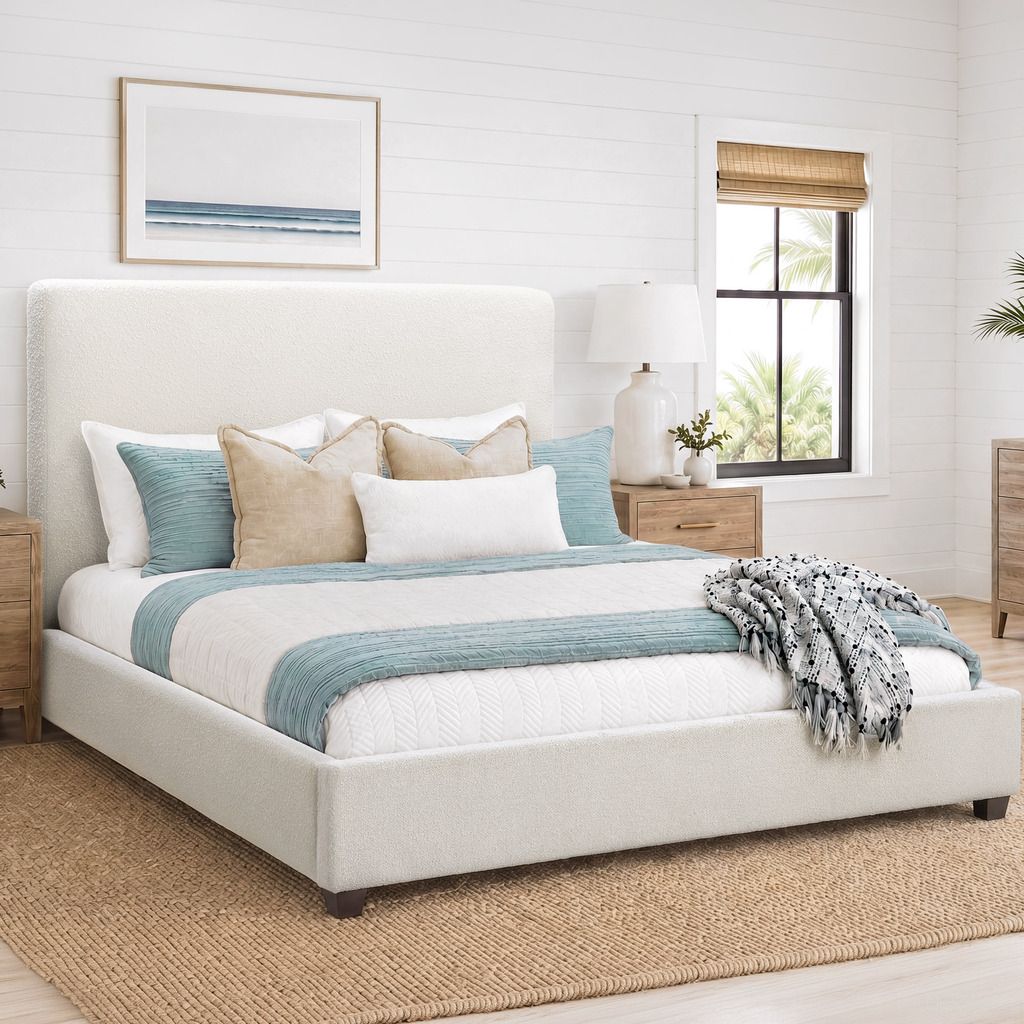 Gema King Upholstered Bed In Divine Natural