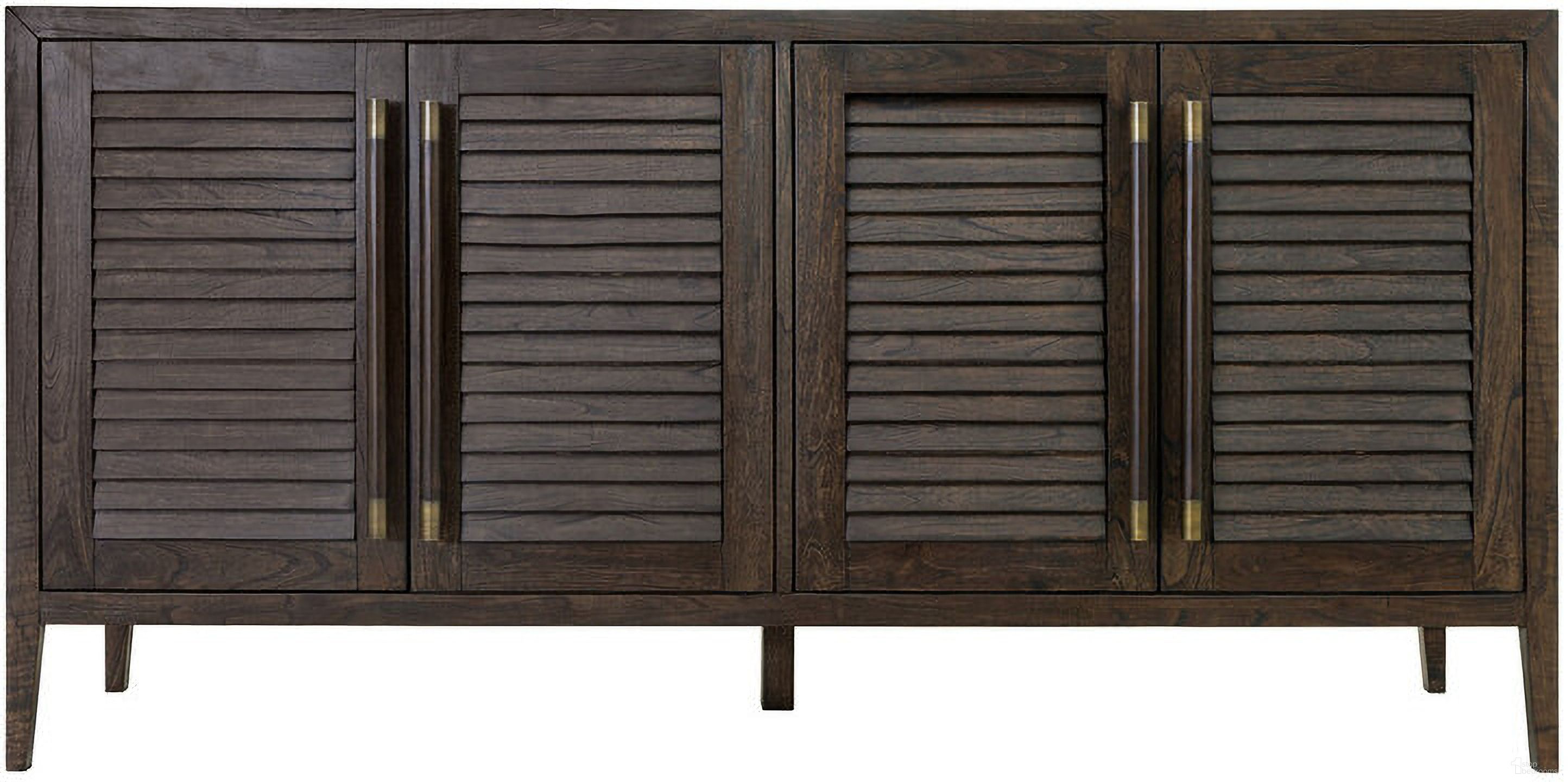 The appearance of Gemi Dark Large 4 Door Cabinet In Teak Brown designed by Yosemite Home Decor in the transitional interior design. This teak brown piece of furniture  was selected by 1StopBedrooms from  to add a touch of cosiness and style into your home. Sku: 210128. Material: Wood.