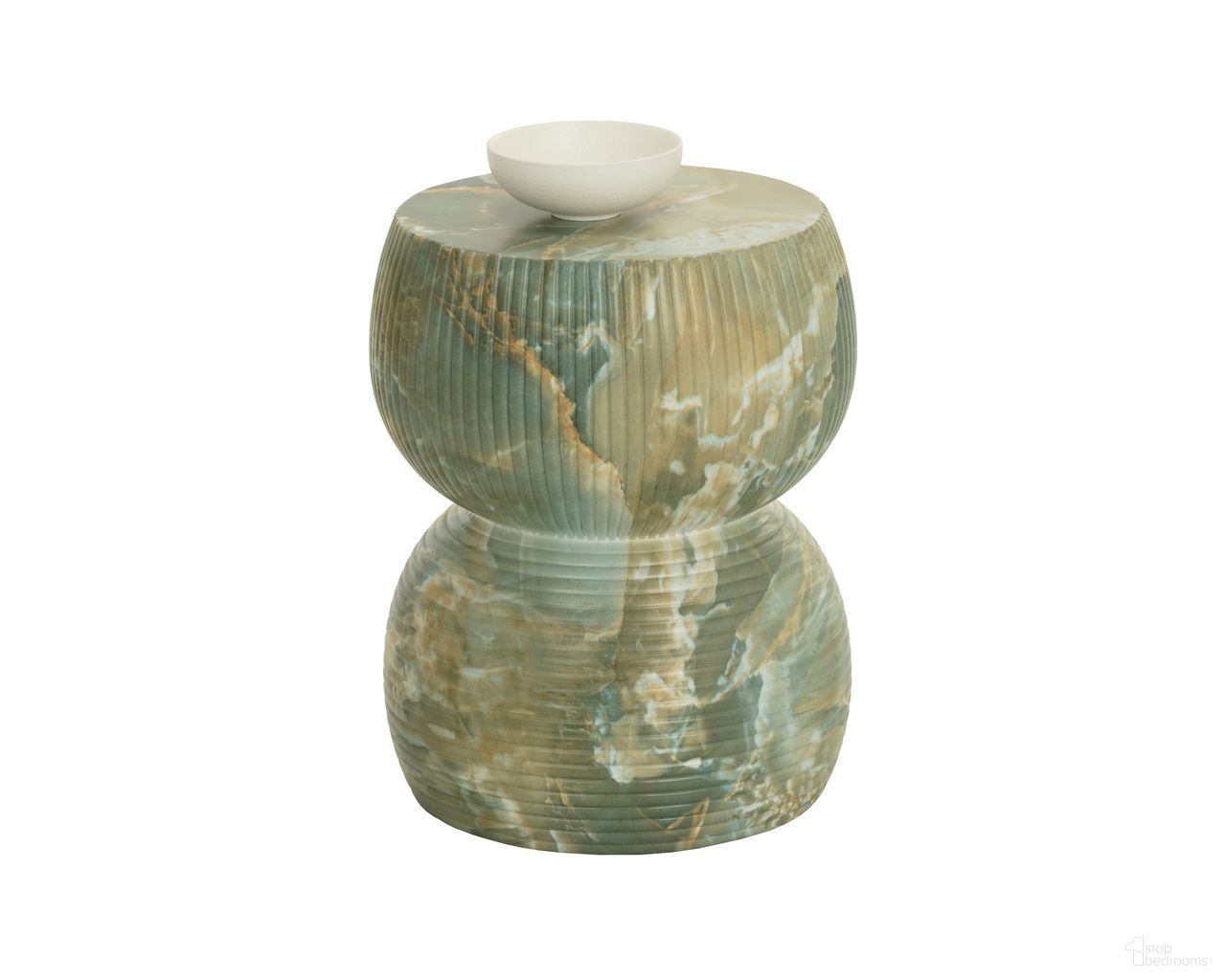 Gemina Marble Look End Table In Jade Onyx
