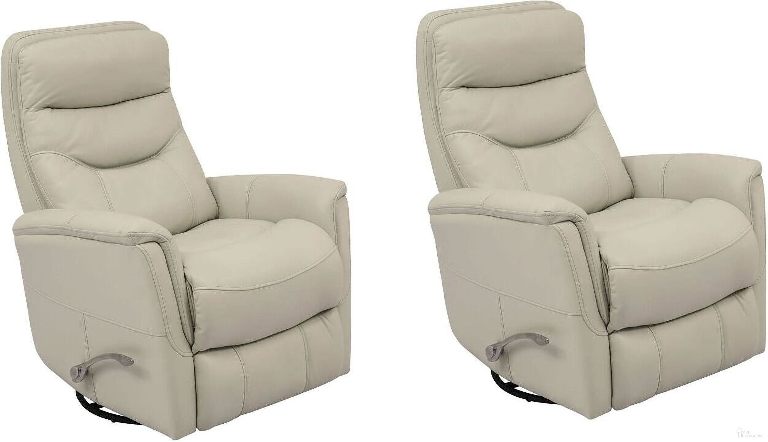 The appearance of Gemini Swivel Glider Recliner Set of 2 In Ivory designed by Parker House in the transitional interior design. This ivory piece of furniture was selected by 1StopBedrooms from Gemini Collection to add a touch of cosiness and style into your home. Sku: MGEM#812GS-IV;MGEM#812GS-IV. Material: Leather.