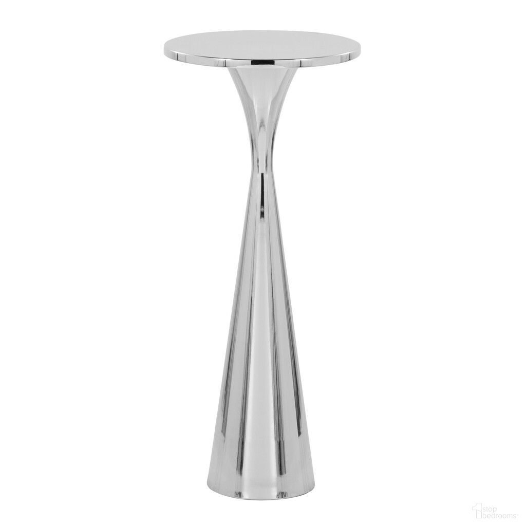 Gemma 22 Inch Metal Side Table In Polished Nickel