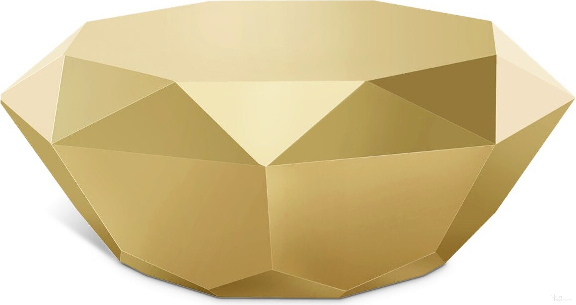 The appearance of Gemma Coffee Table In Gold designed by Meridian in the modern / contemporary interior design. This gold piece of furniture  was selected by 1StopBedrooms from Gemma Collection to add a touch of cosiness and style into your home. Sku: 222Gold-C. Material: Stainless Steel.