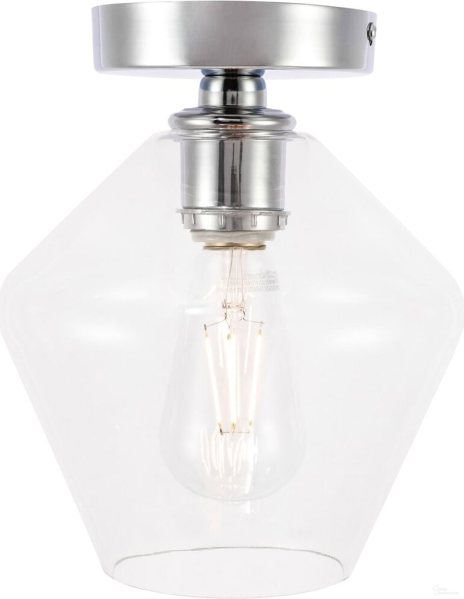 Gene 1 Light Chrome And Clear Glass Flush Mount