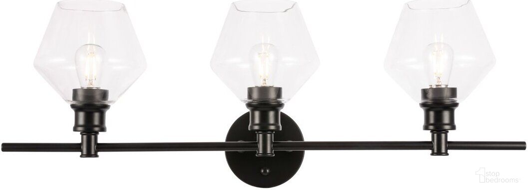 Gene 3 Light Black And Clear Glass Wall Sconce