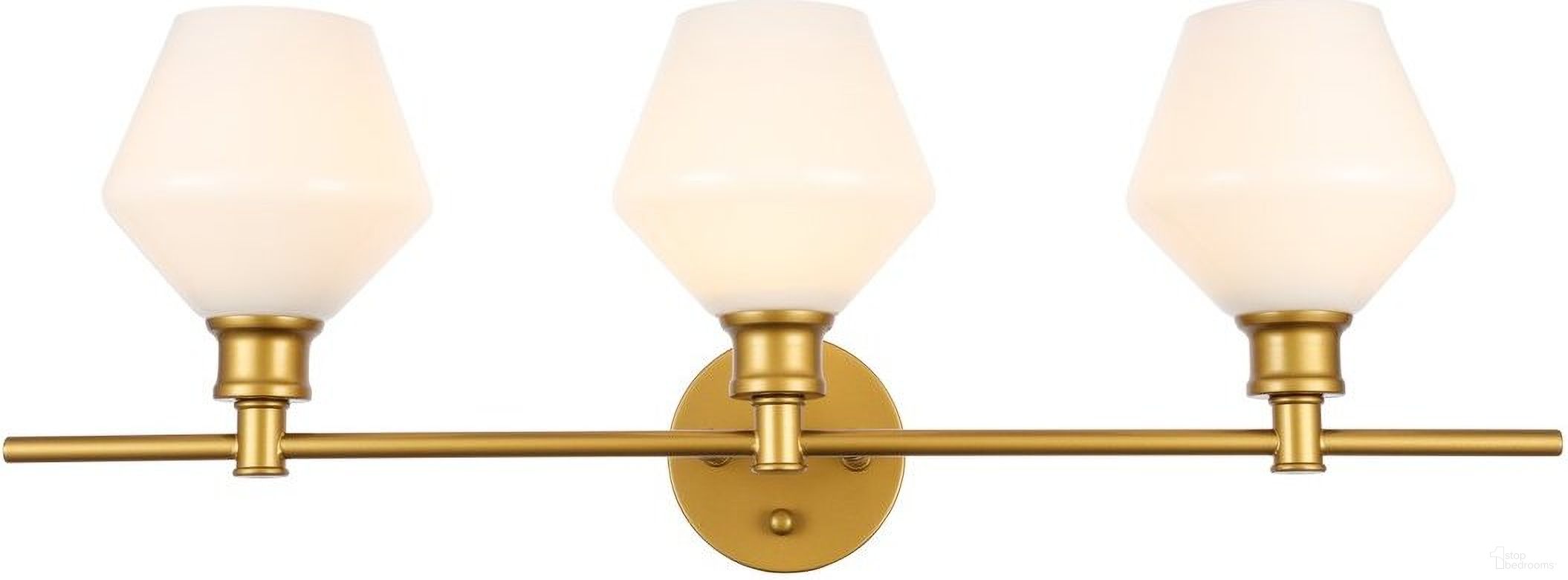 Gene 3 Light Brass And Frosted White Glass Wall Sconce