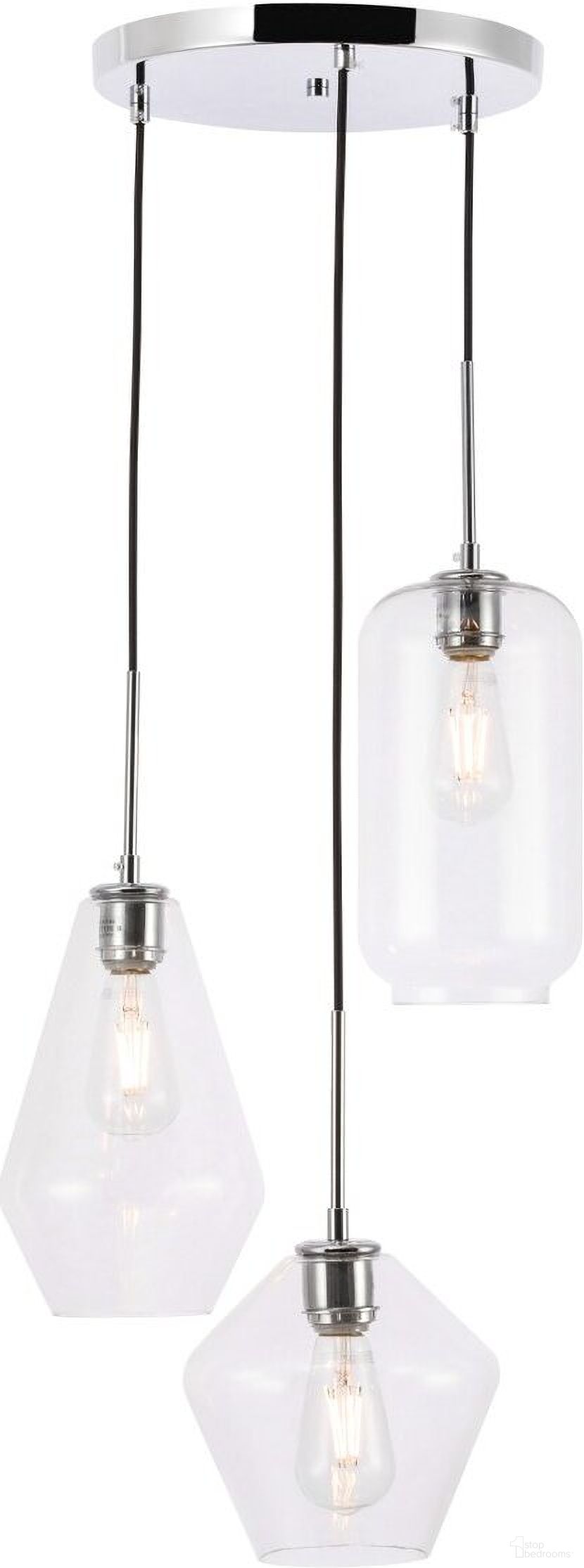 Gene 3 Light Chrome And Clear Glass Pendant