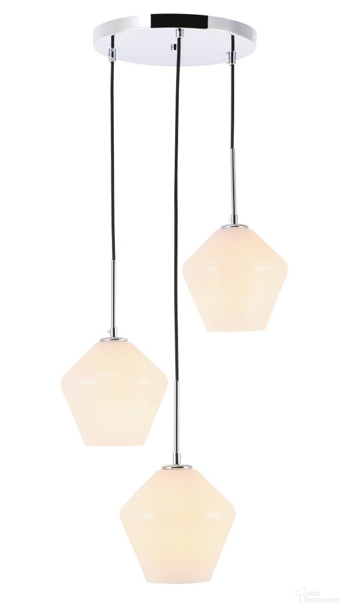 Gene 3 Light Chrome And Frosted White Glass Pendant LD2259C