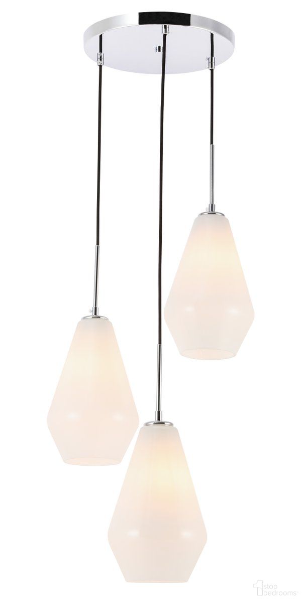 Gene 3 Light Chrome And Frosted White Glass Pendant LD2263C