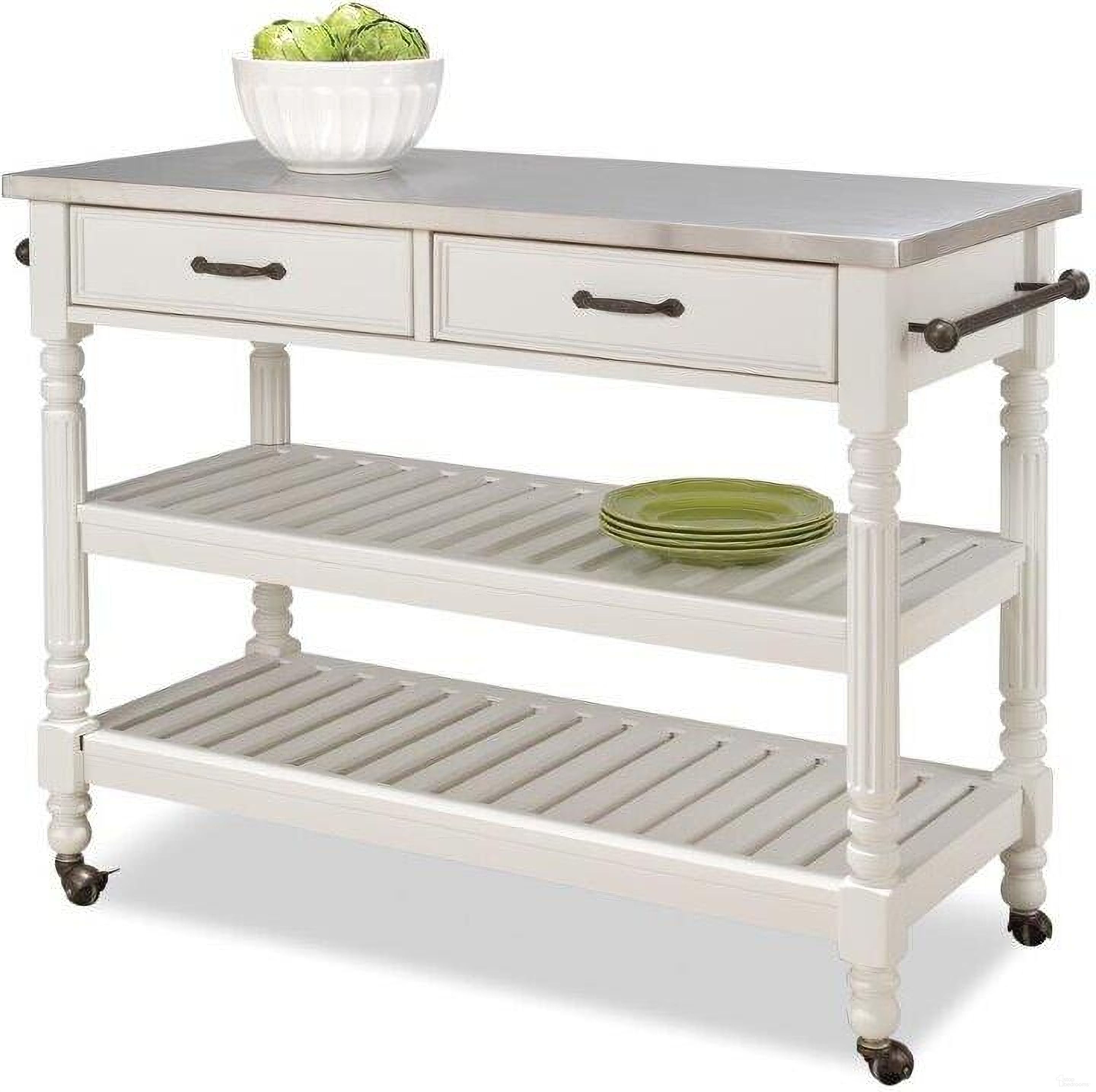 The appearance of General Line Off White Kitchen Cart designed by Homestyles in the traditional interior design. This off white piece of furniture  was selected by 1StopBedrooms from General Line Collection to add a touch of cosiness and style into your home. Sku: 5219-95. Material: Wood.