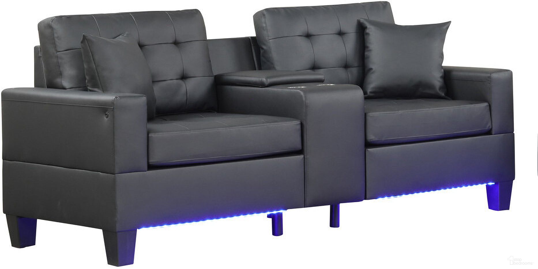 The appearance of Genesis 85 Inch W PVC Fabric Sofa In Black designed by Lilola Home in the modern / contemporary interior design. This black piece of furniture was selected by 1StopBedrooms from Genesis Collection to add a touch of cosiness and style into your home. Sku: 84513-S;84513-CON. Material: PVC.