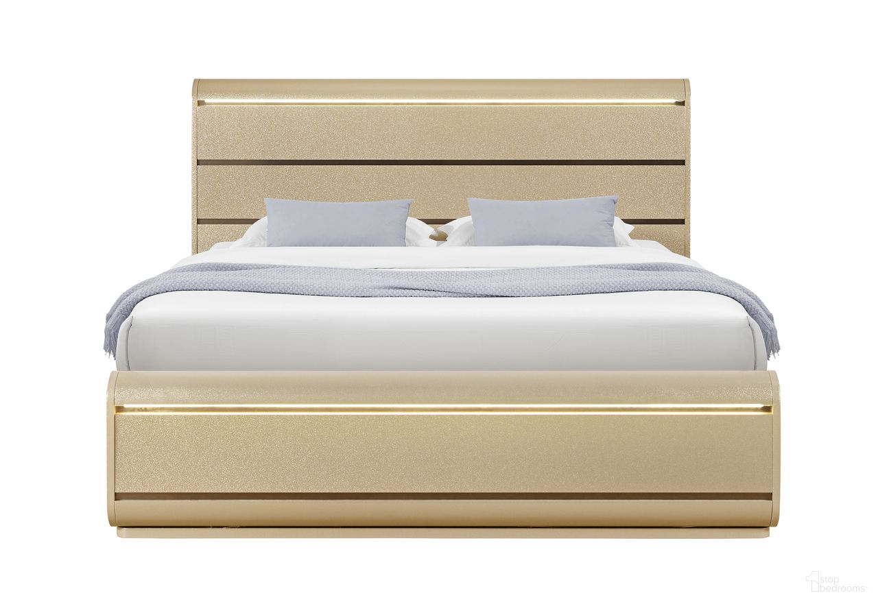 Genesis King Bed with LED In Gold