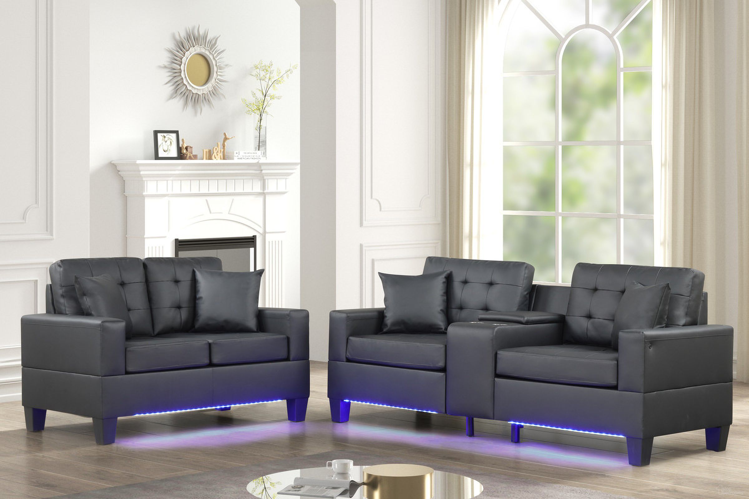 The appearance of Genesis PVC Living Room Set In Black designed by Lilola Home in the modern / contemporary interior design. This black piece of furniture  was selected by 1StopBedrooms from Genesis Collection to add a touch of cosiness and style into your home. Sku: 84513-S;84513-CON;84513-L. Material: PVC.