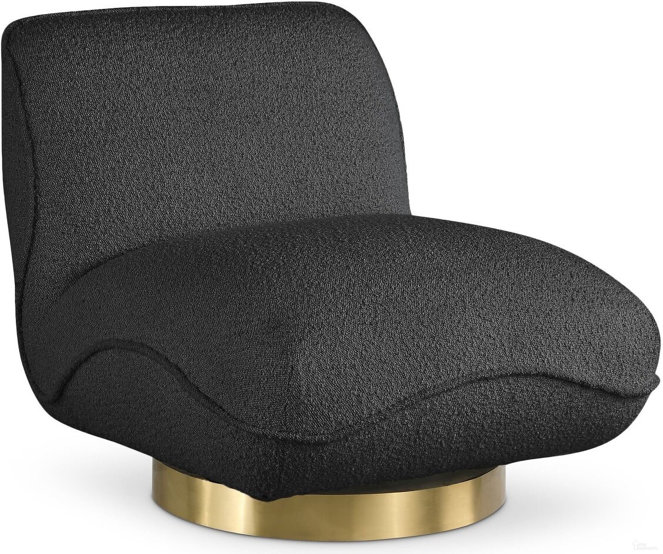 Geneva Boucle Fabric Swivel Accent Chair In Black