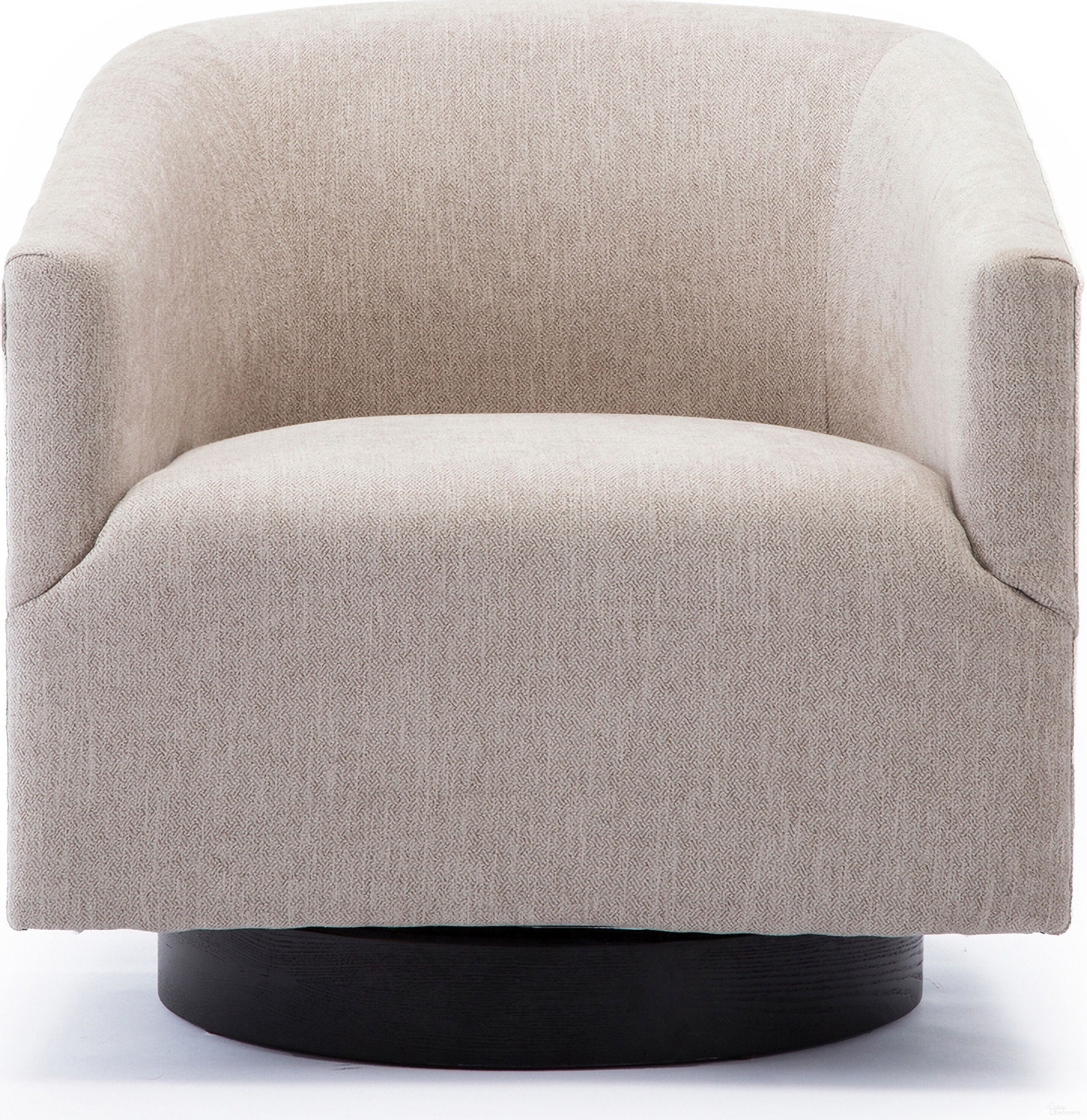 Geneva Wood Base Swivel Chair In Oatmeal