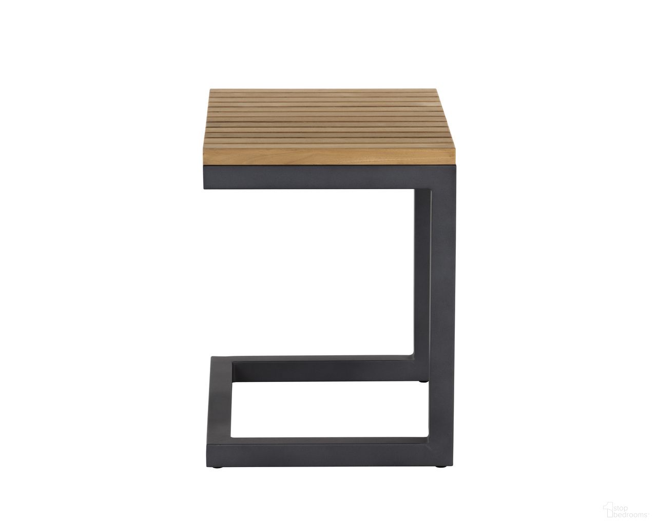 Geneve C-Shaped End Table In Natural and Dark Grey