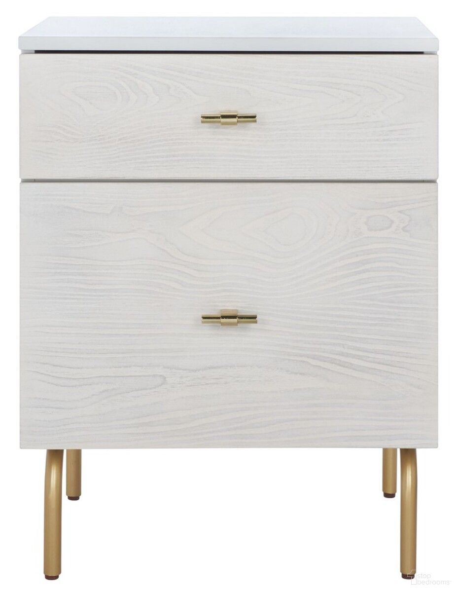 Genevieve 2 Drawer Nightstand in White and Grey