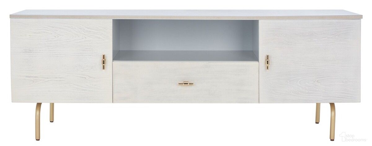 Genevieve Media Stand in White and Grey