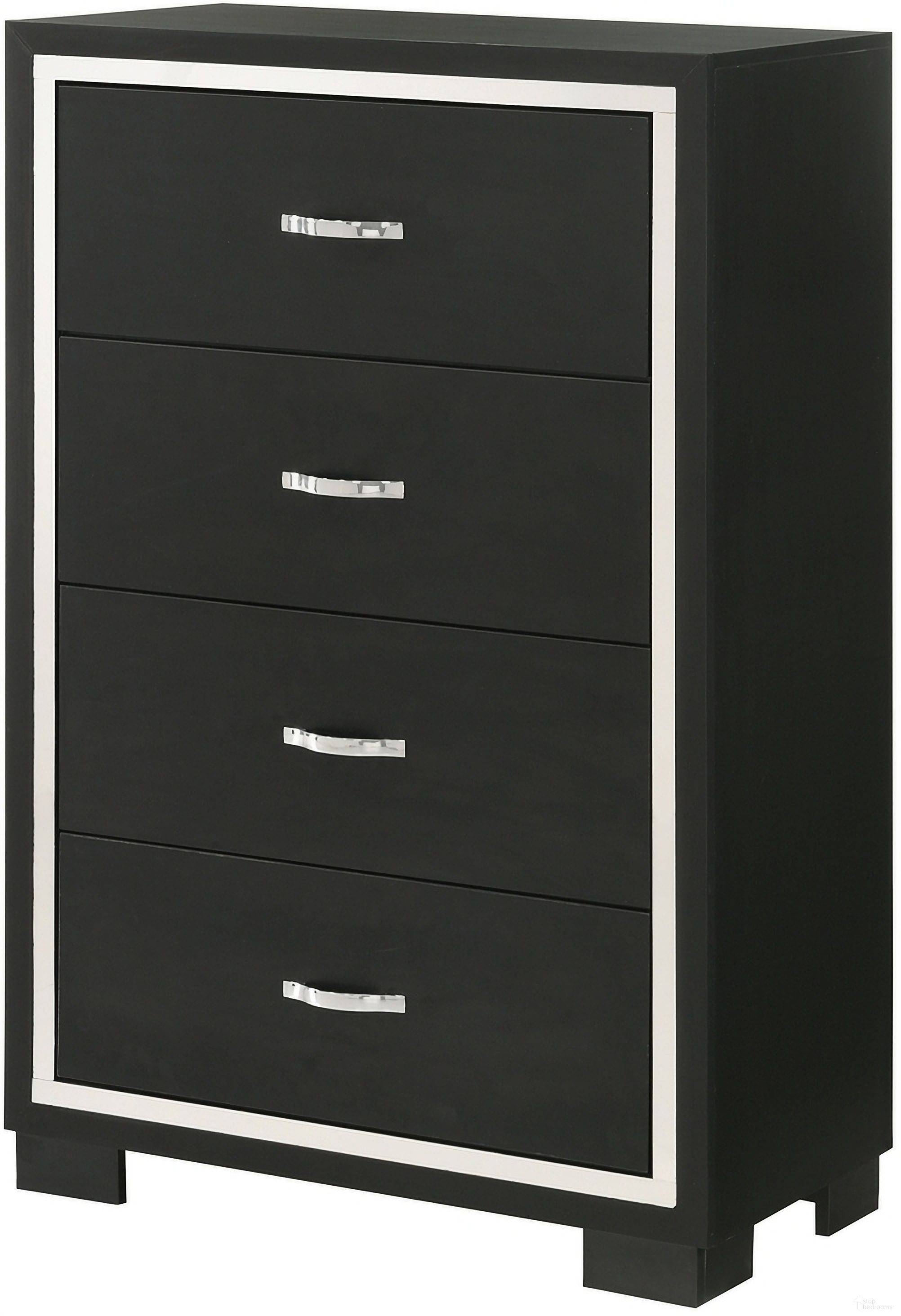 The appearance of Gennro Chest In Black designed by Crown Mark in the glam interior design. This black piece of furniture was selected by 1StopBedrooms from Gennro Collection to add a touch of cosiness and style into your home. Sku: B9295-4. Material: Wood.