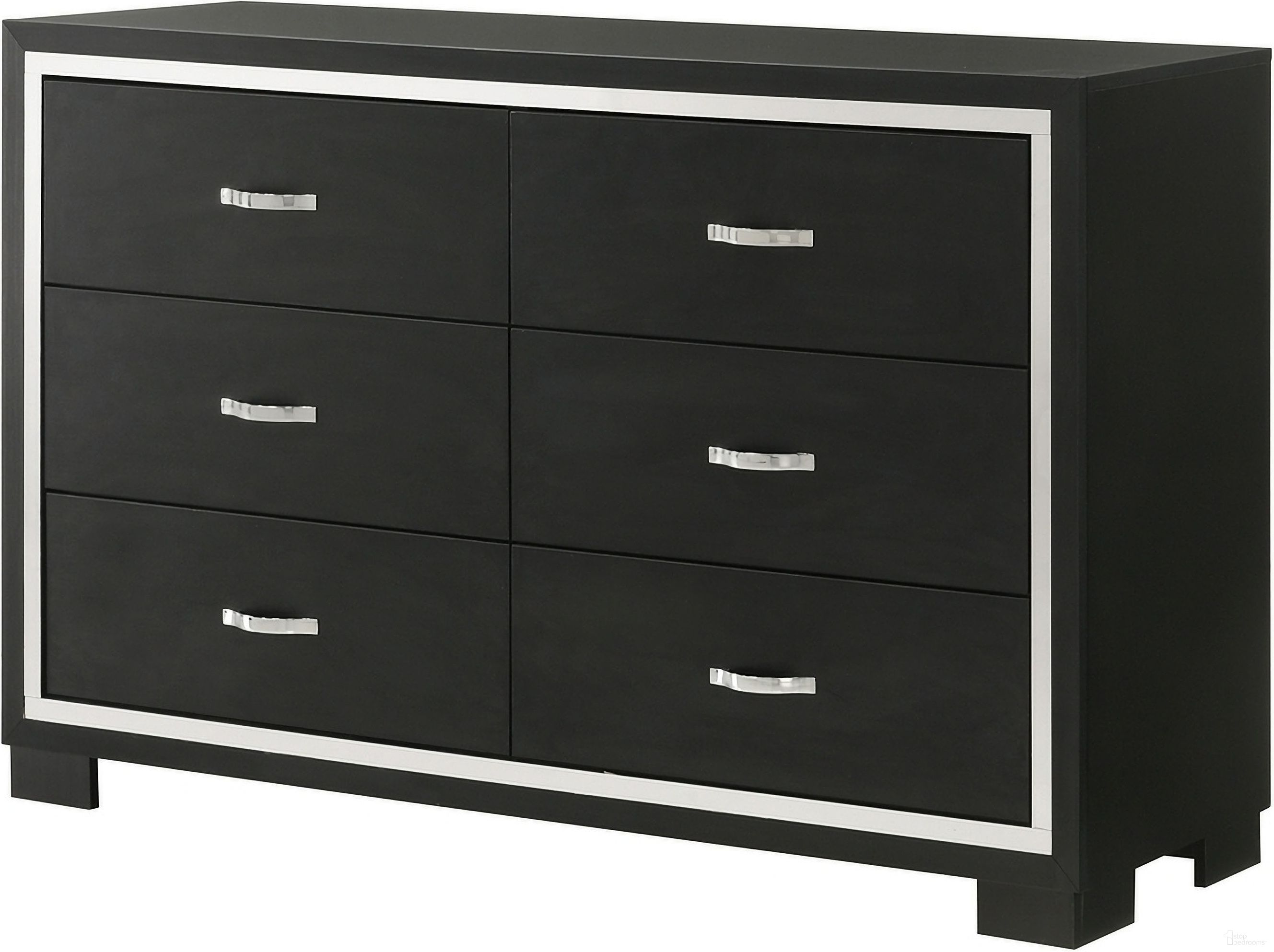The appearance of Gennro Dresser In Black designed by Crown Mark in the glam interior design. This black piece of furniture was selected by 1StopBedrooms from Gennro Collection to add a touch of cosiness and style into your home. Sku: B9295-1. Material: Wood.