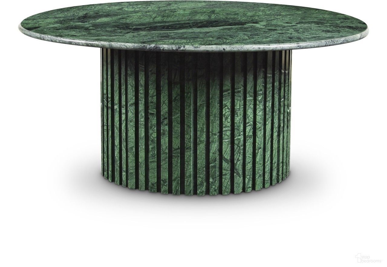 The appearance of Genoa Coffee Table In Green designed by Meridian in the modern / contemporary interior design. This green piece of furniture was selected by 1StopBedrooms from Genoa Collection to add a touch of cosiness and style into your home. Sku: 248Green-CT Box 1/2 (Top);248Green-CT Box 2/2 (Base). Material: Marble.