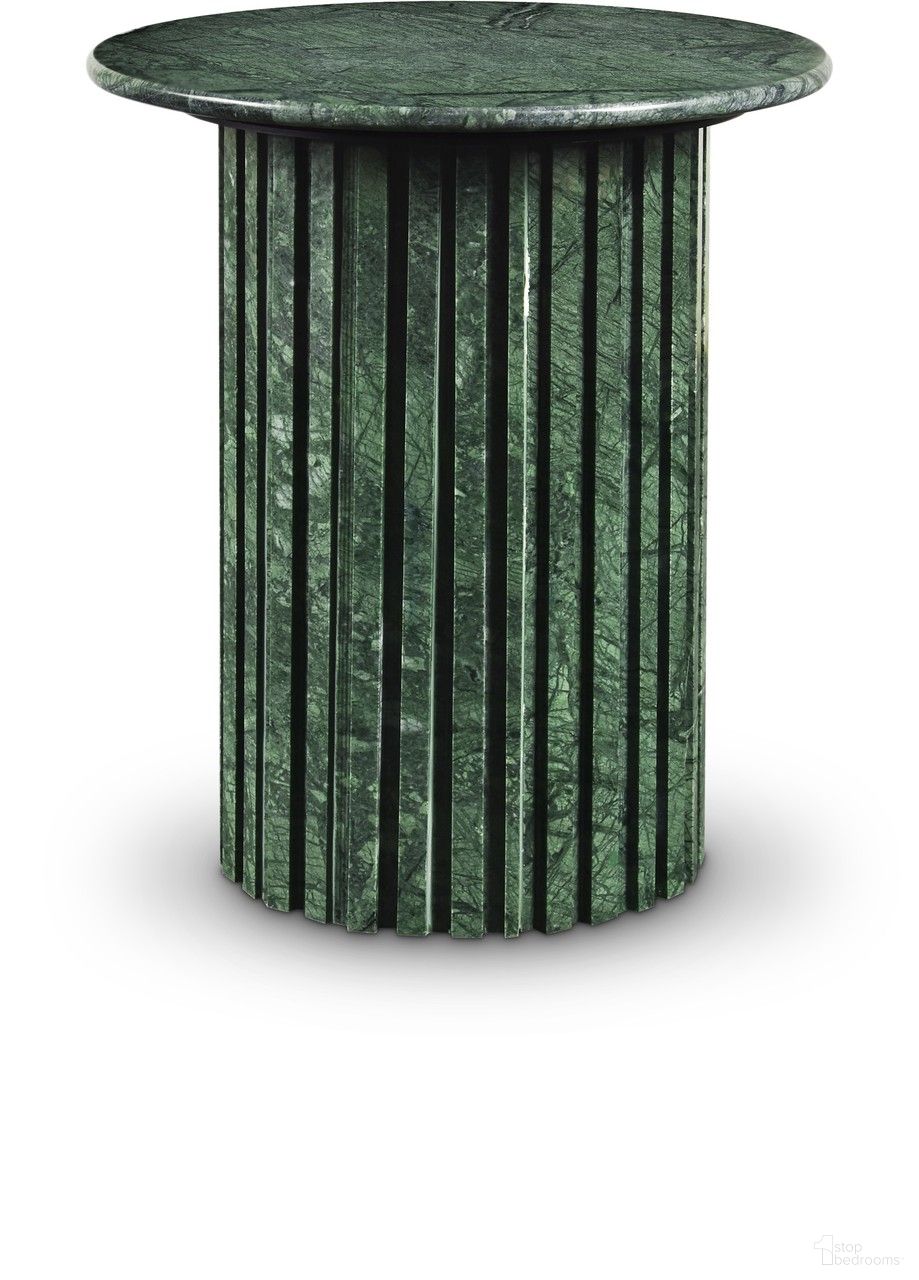 The appearance of Genoa End Table In Green designed by Meridian in the modern / contemporary interior design. This green piece of furniture was selected by 1StopBedrooms from Genoa Collection to add a touch of cosiness and style into your home. Sku: 248Green-ET Box 1/2 (Top);248Green-ET Box 2/2 (Base). Material: Marble.
