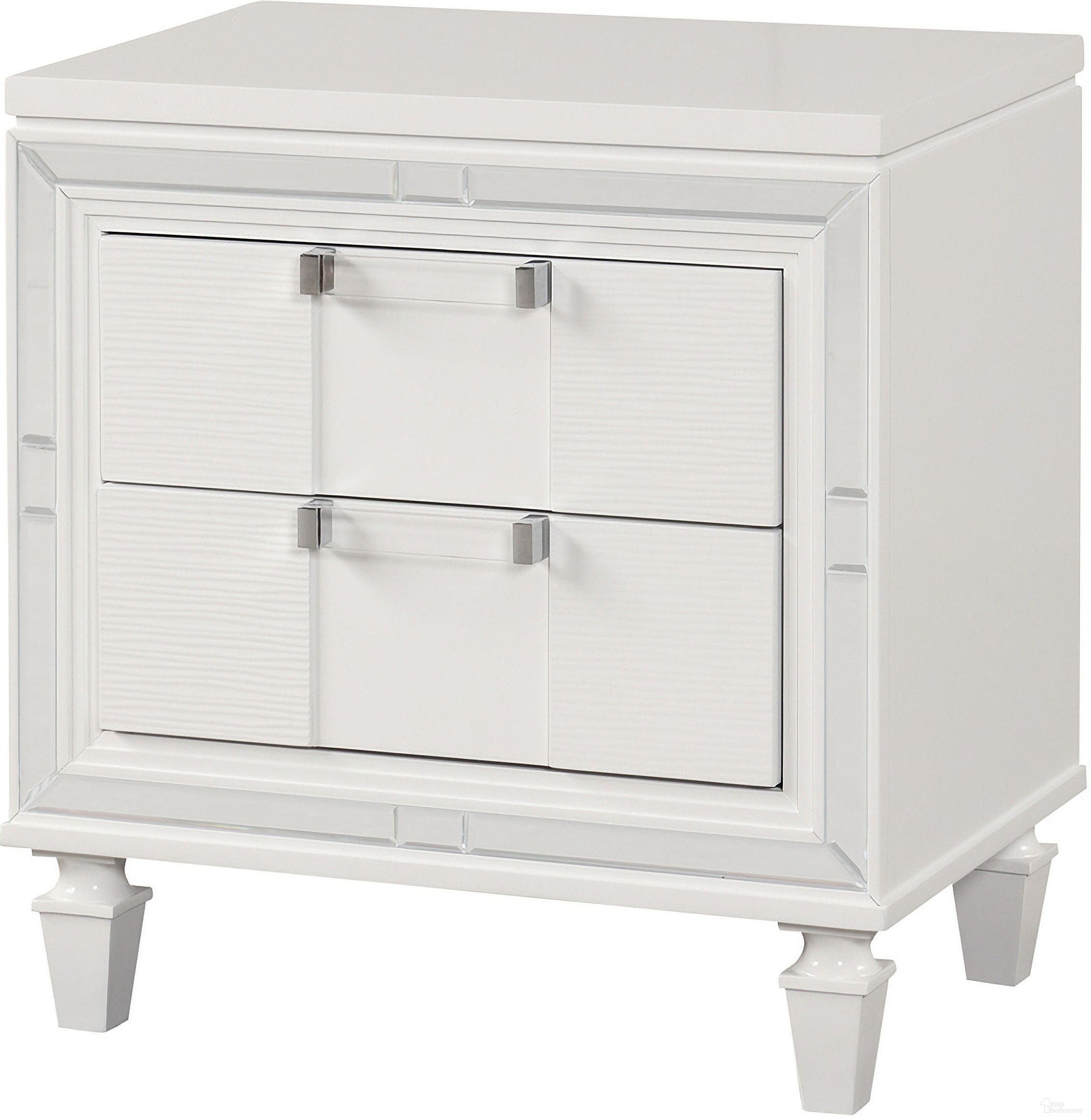 The appearance of Genoa Nightstand In White designed by Glory in the modern / contemporary interior design. This white piece of furniture was selected by 1StopBedrooms from Genoa Collection to add a touch of cosiness and style into your home. Sku: G05790-N. Material: Wood.