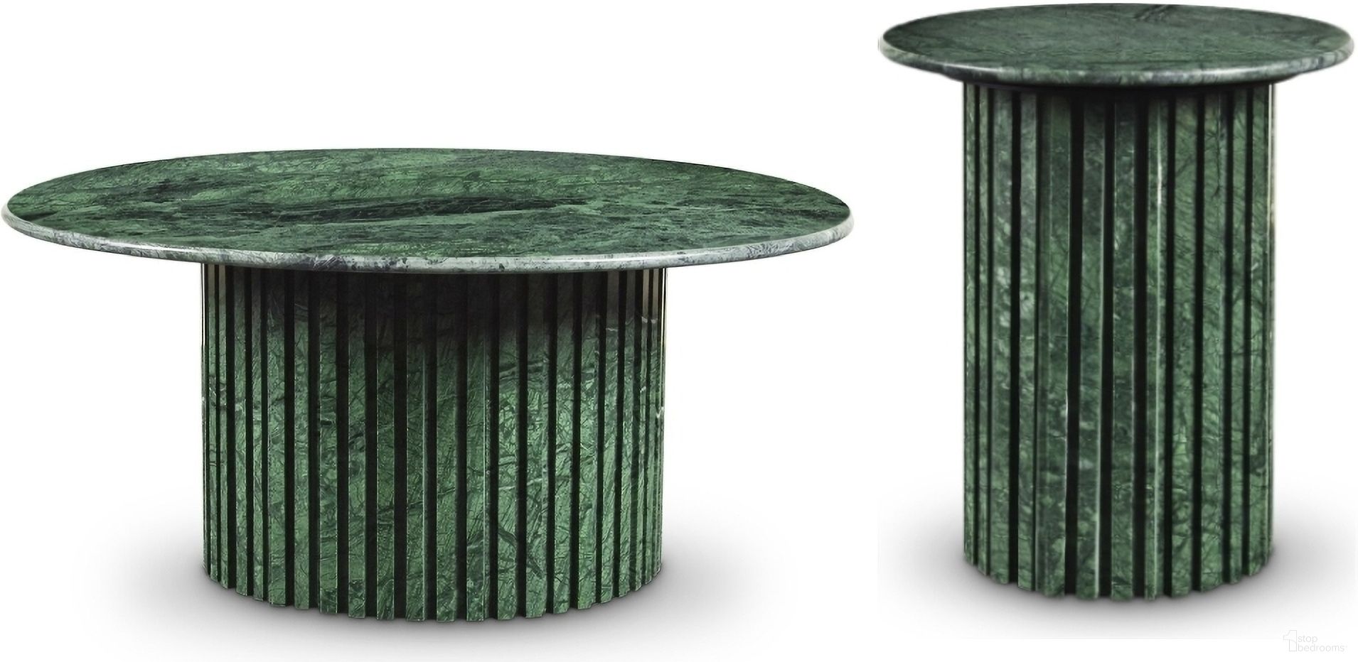 The appearance of Genoa Occasional Table Set In Green designed by Meridian in the modern / contemporary interior design. This green piece of furniture  was selected by 1StopBedrooms from Genoa Collection to add a touch of cosiness and style into your home. Sku: 248Green-CT Box 1/2 (Top);248Green-CT Box 2/2 (Base);248Green-ET Box 1/2 (Top);248Green-ET Box 2/2 (Base). Material: Marble.