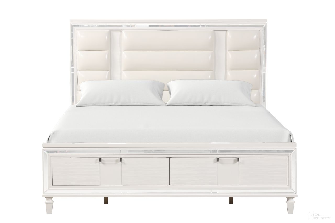 The appearance of Genoa Queen Bed In White designed by Glory in the modern / contemporary interior design. This white piece of furniture was selected by 1StopBedrooms from Genoa Collection to add a touch of cosiness and style into your home. Sku: G05790A-QB Box 1;G05790A-QB Box 2;G05790A-QB Box 3. Bed Type: Storage Bed. Material: Wood. Bed Size: Queen.