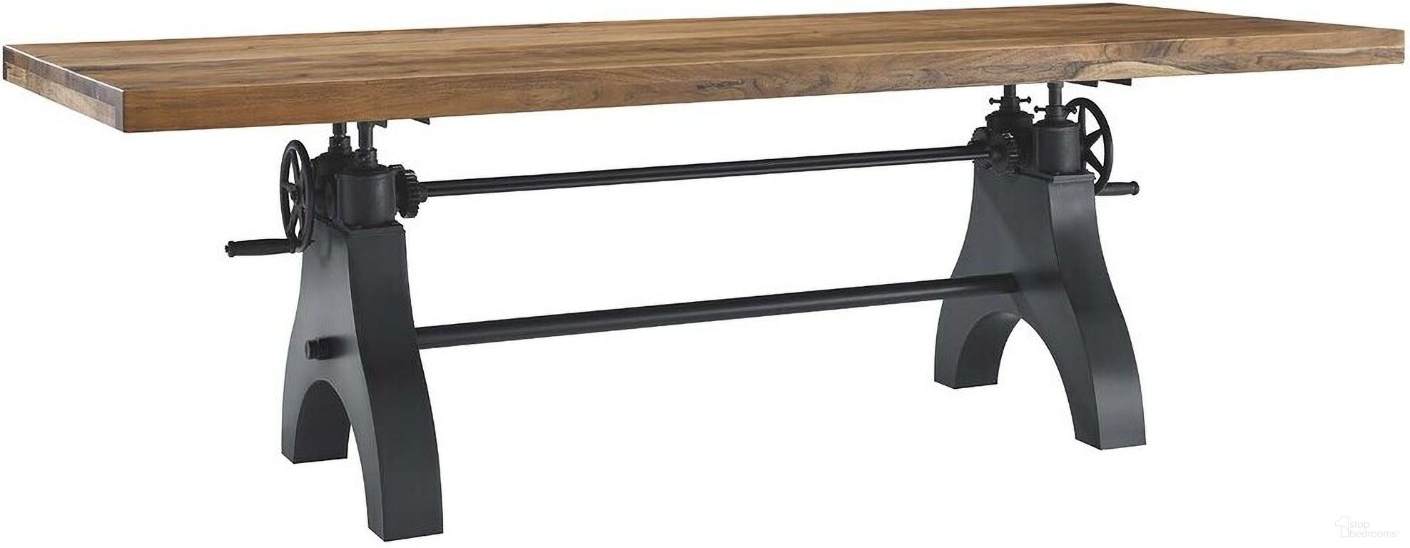 Genuine 96 Inch Crank Adjustable Height Dining and Conference Table In Black and Natural
