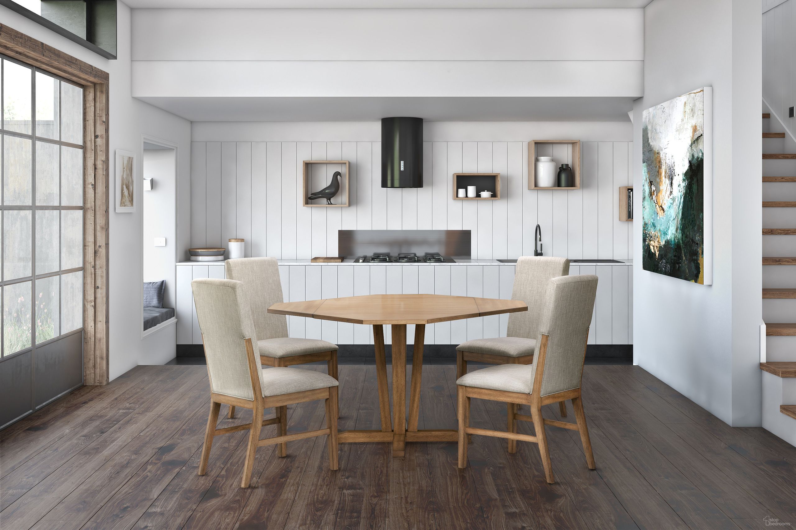 The appearance of Geo Heights Dining Set In Butterscotch designed by A-America in the modern / contemporary interior design. This butterscotch piece of furniture was selected by 1StopBedrooms from Geo Heights Collection to add a touch of cosiness and style into your home. Sku: GEOBT610B;GEOBT610T;GEOBT2692. Table Base Style: Pedestal. Table Top Shape: Square. Material: Wood. Size: 70".